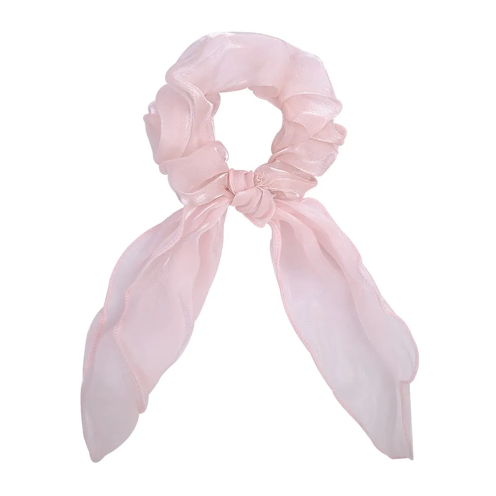 Women Streamers Scrunchies Polka Dot Floral Print Elastic Bow Hair Rope Girls Hair Ties Korean Sweet Hair Accessories Headwear
