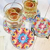 6PCS Diamond Painting Acrylic Washable Mandala Coaster with Holder