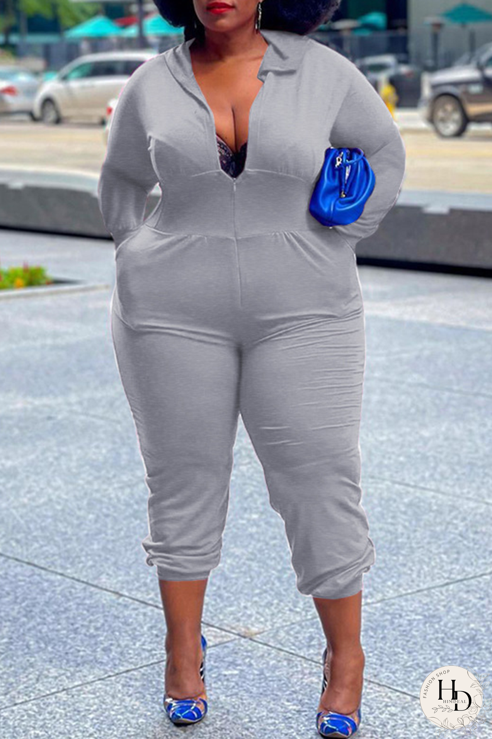 Burgundy Casual Solid Split Joint Hooded Collar Plus Size Jumpsuits