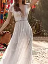 Lace-Up Backless Short Sleeves Maxi Dresses