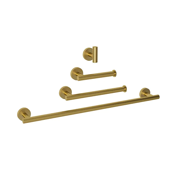EVERSTEIN 4-Piece Modern Bathroom Towel Rack Set in Brushed Gold SFS-2003-GD