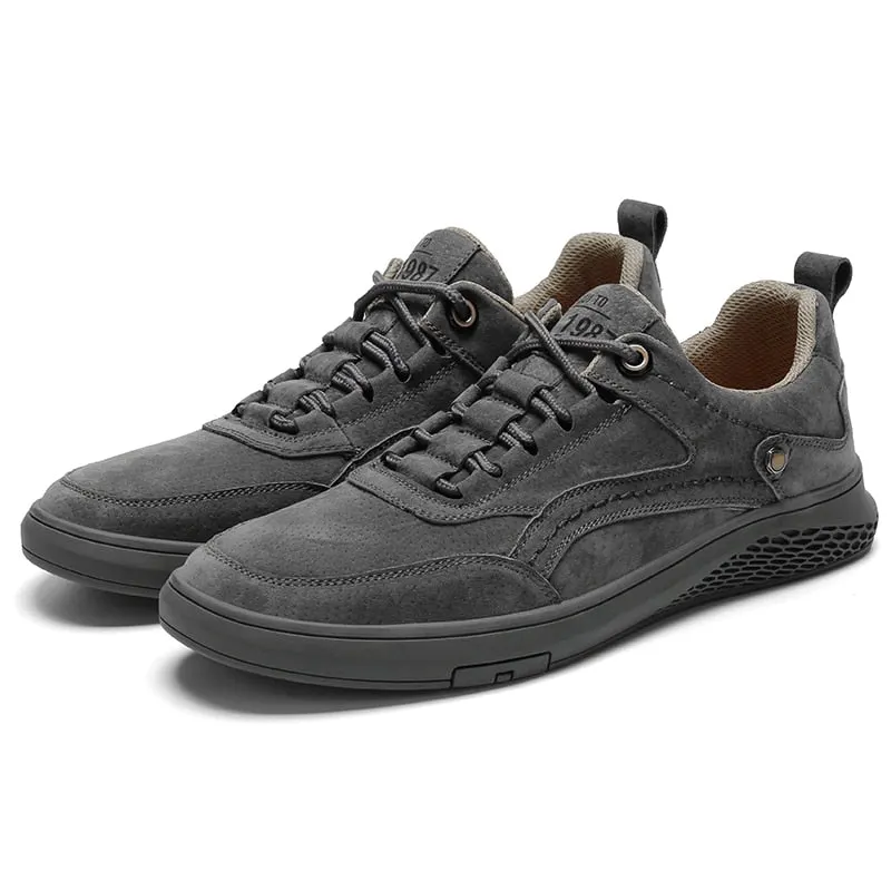 Men Shoes Fashion Genuine Leather Loafers Breathable Autumn Lace Up Comfortable Casual Shoes Outdoor Men Sneakers Shoes 44