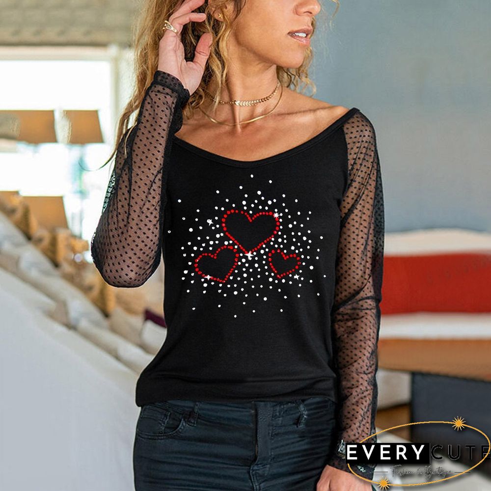 Round Neck Black Mesh Shirt