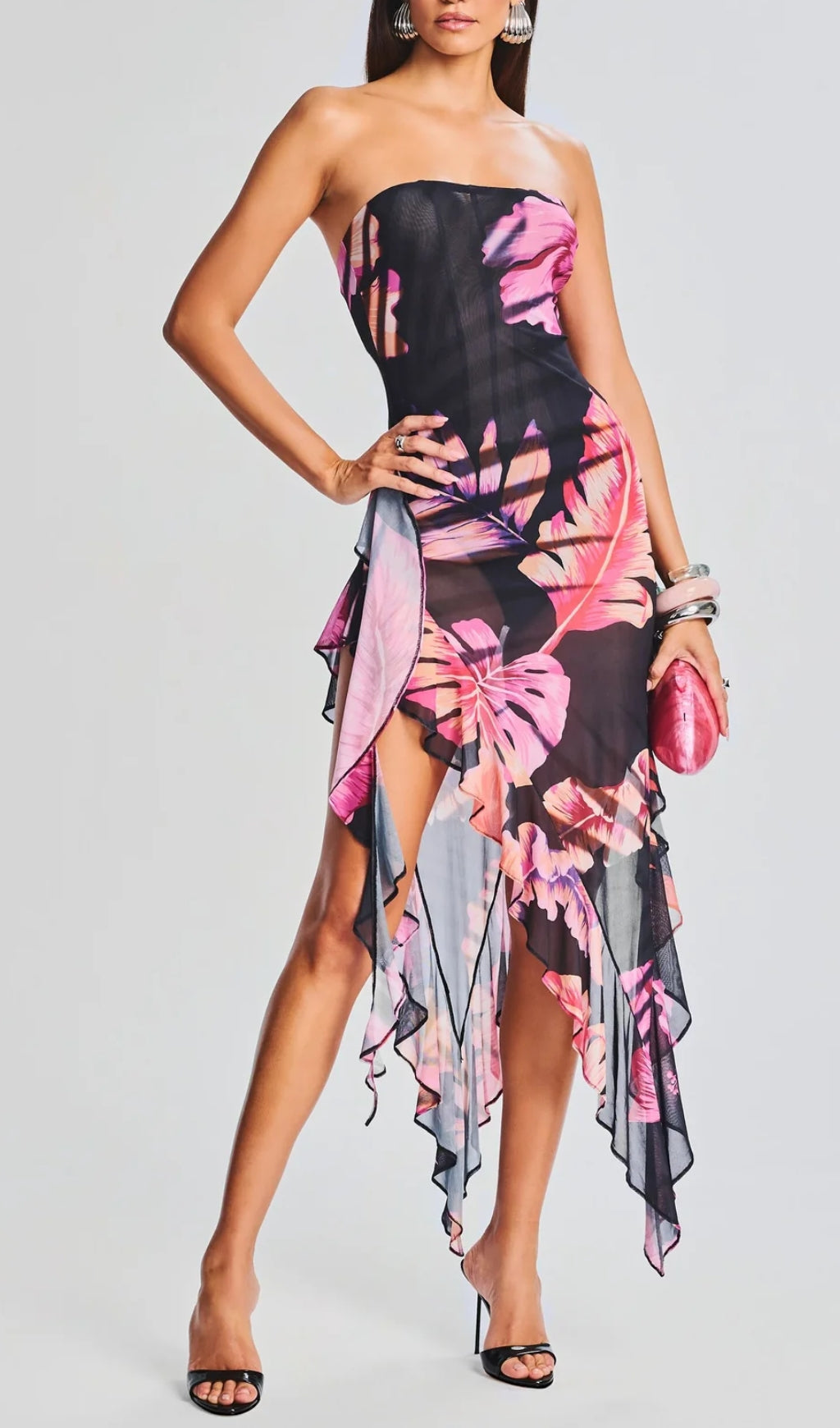 Fashionslee WomenTropical Leaf Color Tube Top Dress