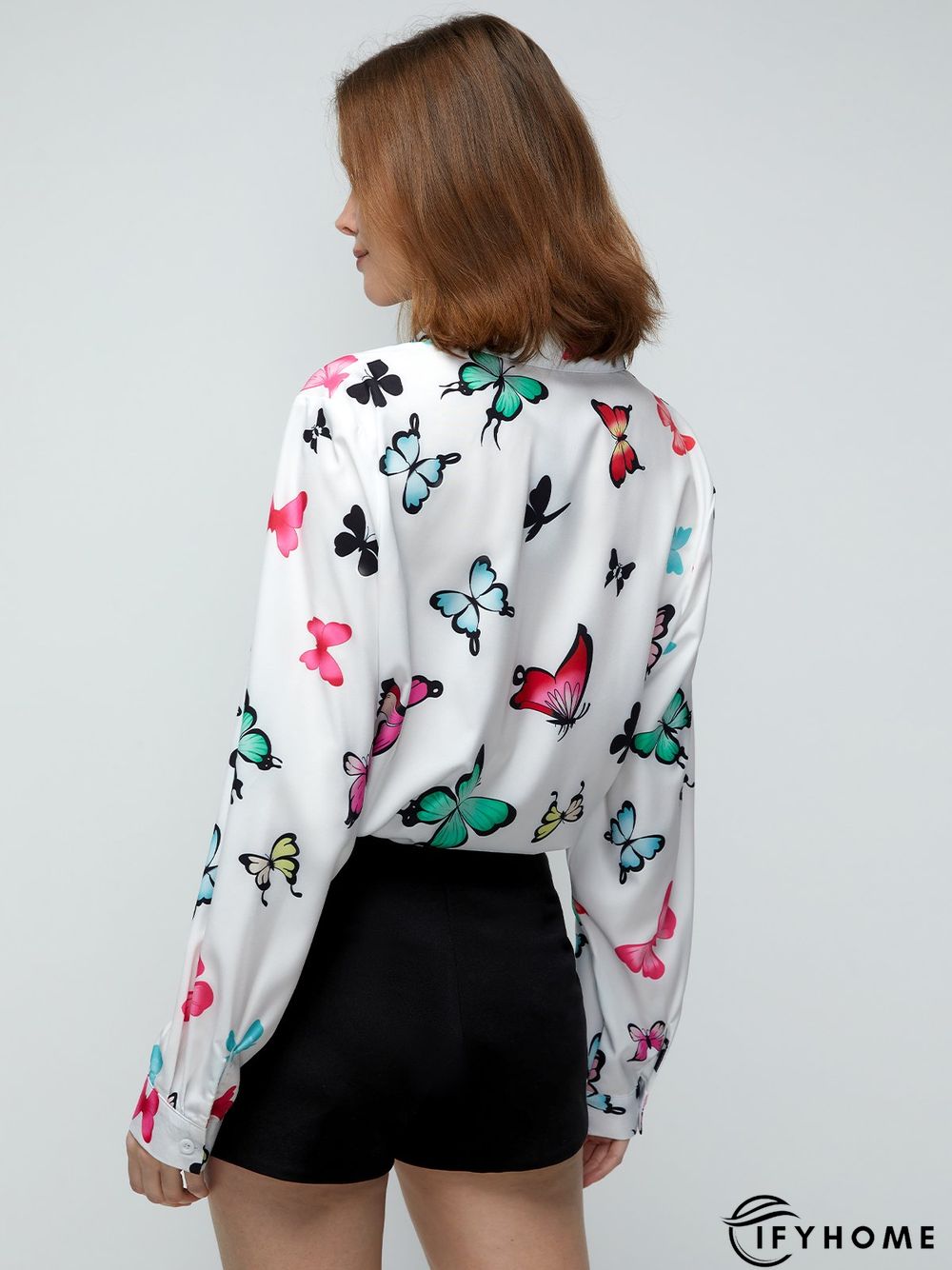 Shirt Collar Shift Holiday Butterfly  Top | IFYHOME