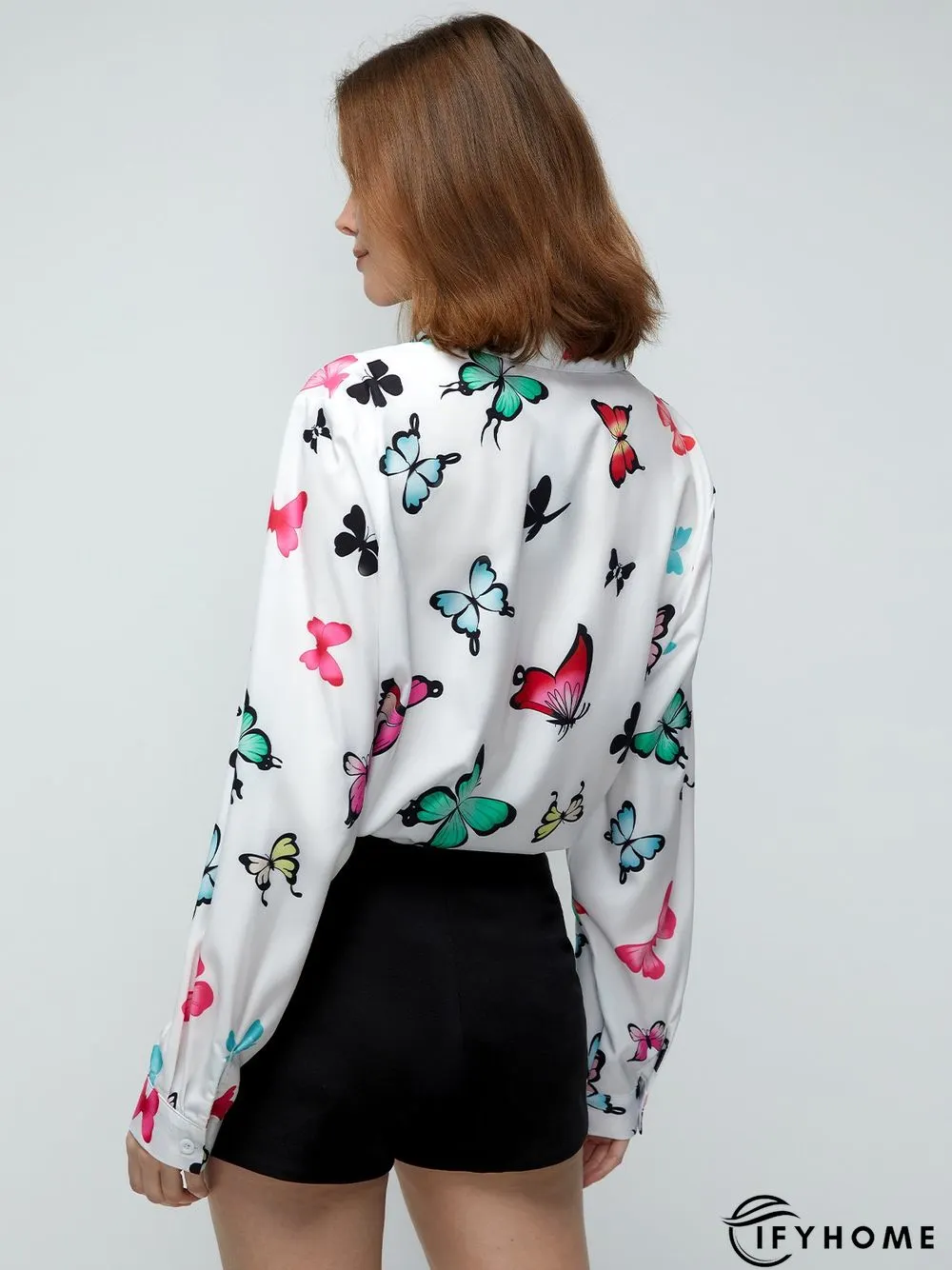 Shirt Collar Shift Holiday Butterfly  Top | IFYHOME