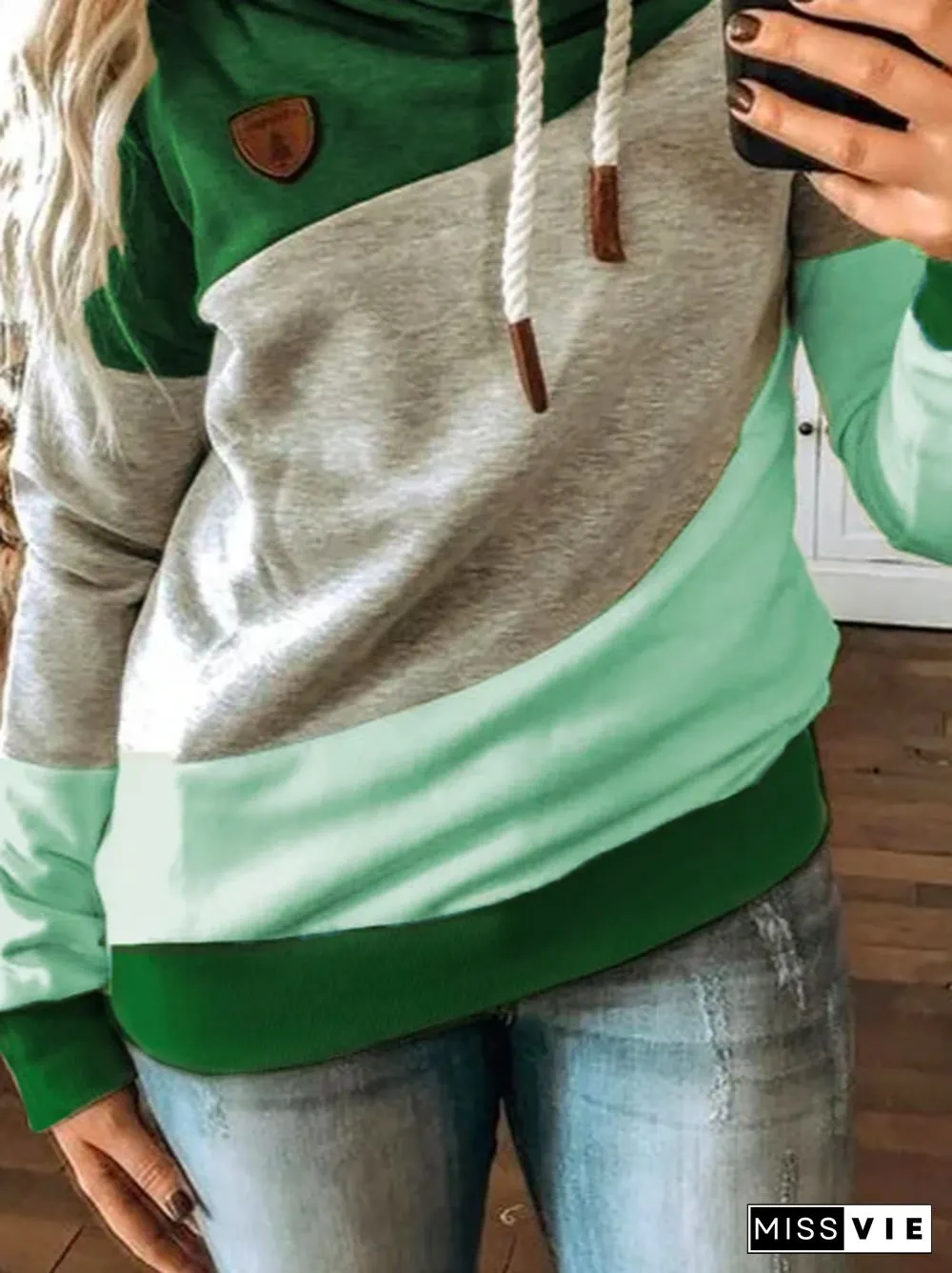 Green Long Sleeve Shift Sweatshirts