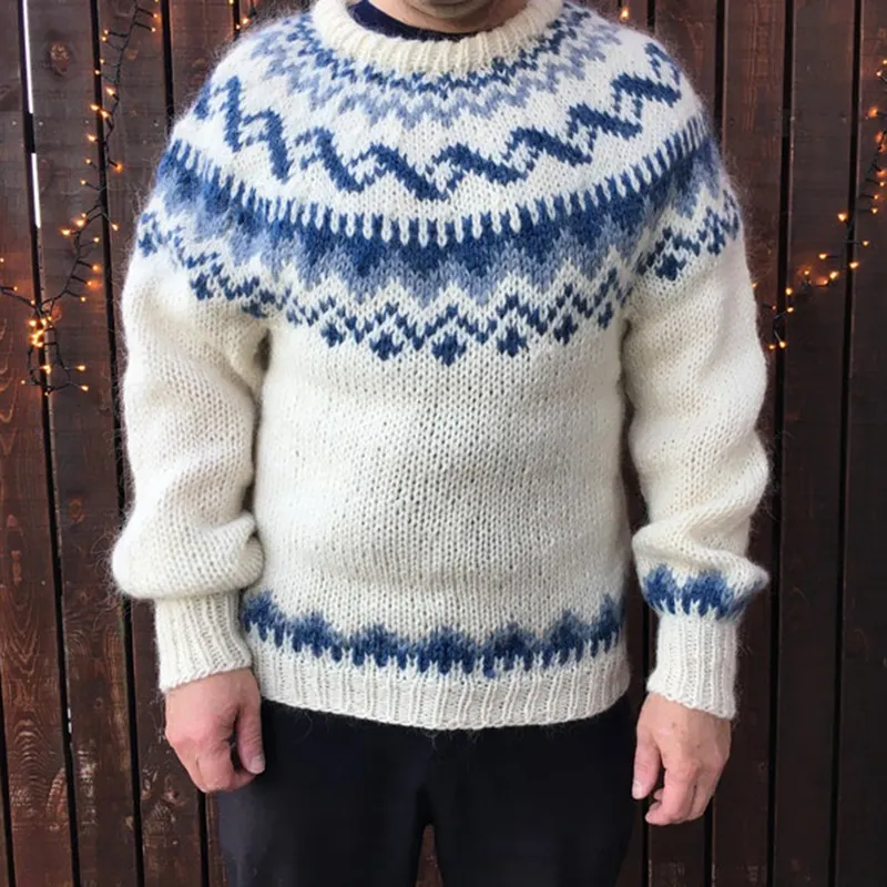 Vintage Knitted Jacquard Iceland Cozy Crew Neck Sweater