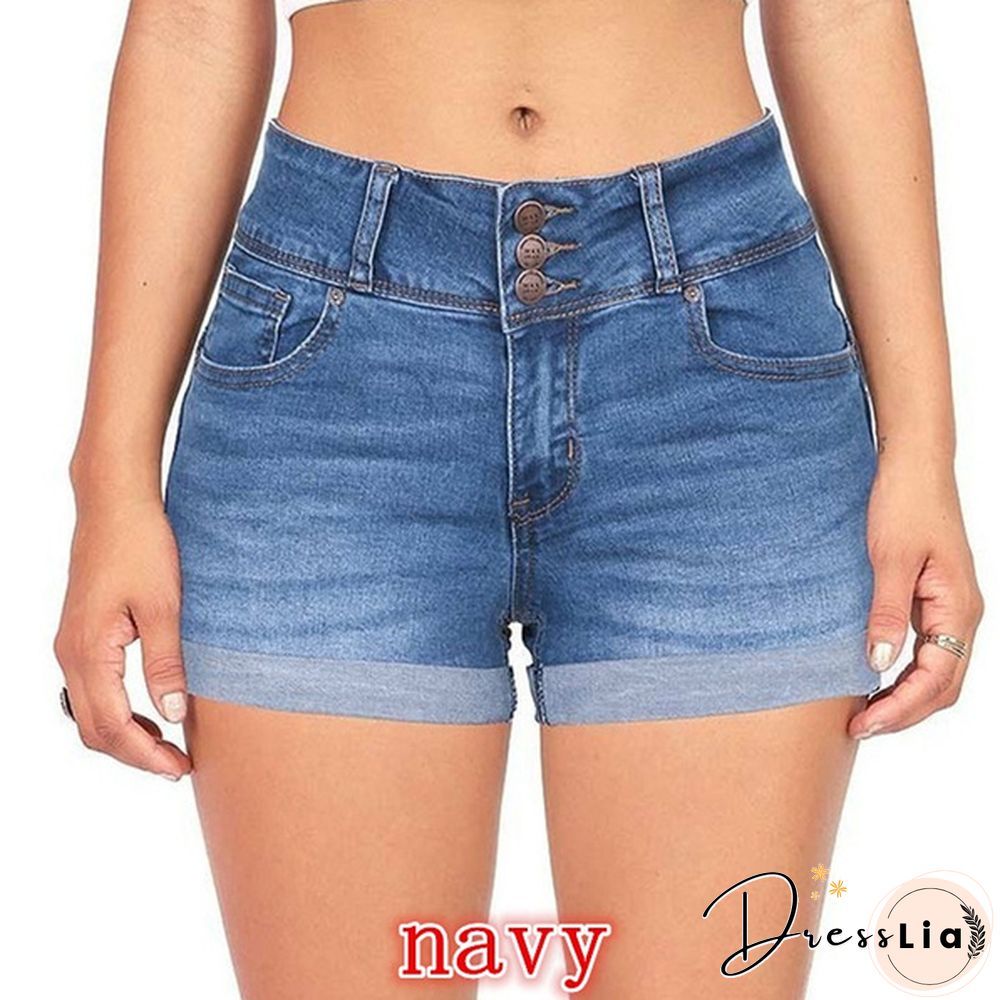 Plus Size Womens Ladies High Waist Short Jeans Shorts Denim Pants