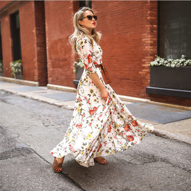 Printed Elegant Chiffon Boho Tunic Dress