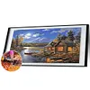 (Big Size) 5D Full Drill Round Diamond Painting Riverside Lodge Mosaic for Bead Art