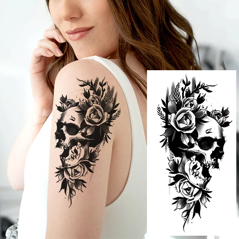 Sdrawing Forest Animal Temporary Tattoos for Men Wolf Tattoo Stickers Tiger Skull Skeleton Fake Tattoo for Women Arm Sleave