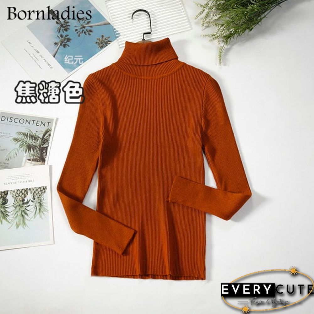 Bornladies Basic Turtleneck Women Sweaters Autumn Winter Tops Slim Women Pullover Knitted Sweater Jumper Soft Warm Pull