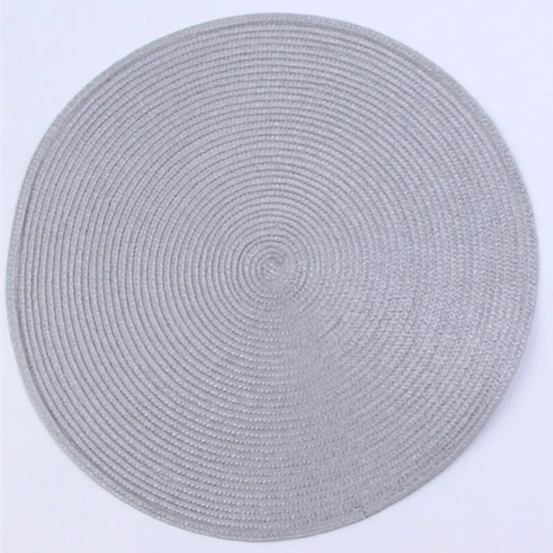 1pc Round Woven Placemats PP Waterproof Dining Table Mat Non-Slip Napkin Disc Bowl Pads Drink Cup Coasters Kitchen Decoration