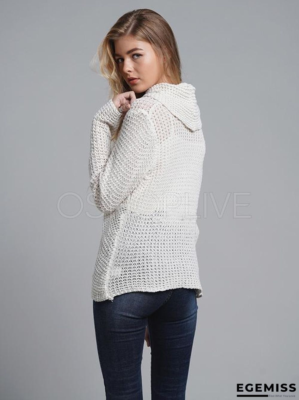 Loose Solid High-neck Knitting Sweater | EGEMISS