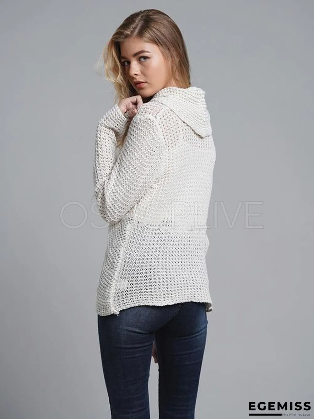 Loose Solid High-neck Knitting Sweater | EGEMISS