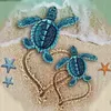 (Stamped/Counted) Beach Turtle - 11CT Cross Stitch 40*40cm/15.75*15.75in