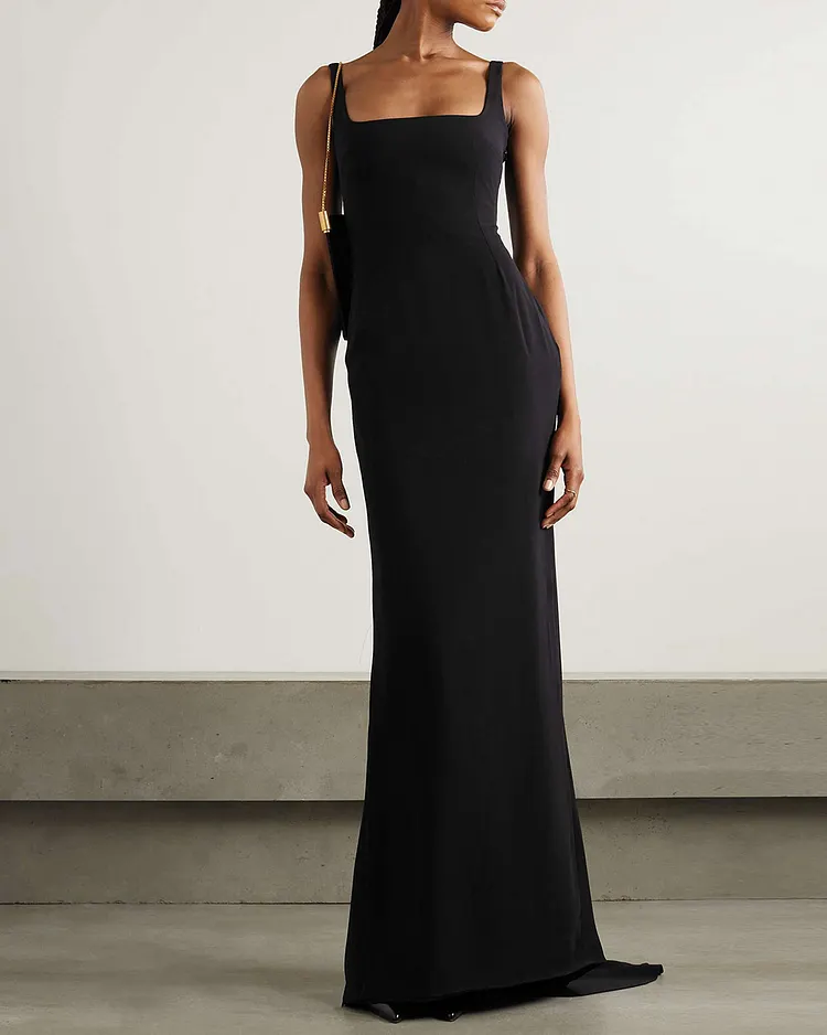 Black Electra crepe gown 