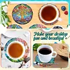 6Pcs/set Diamond Painting Wooden Tree Of Life Coaster Cup Cushion With Holder