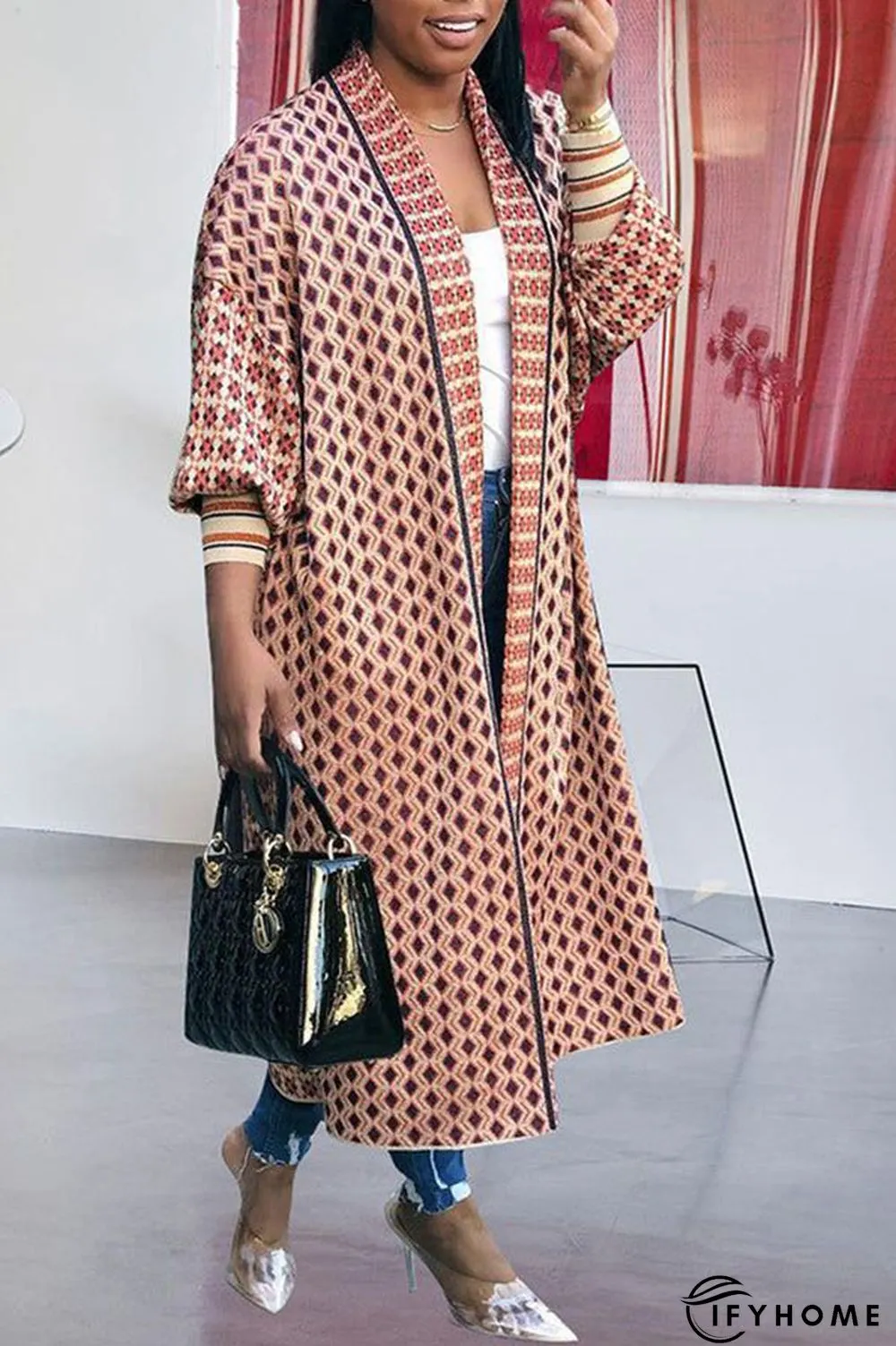 Digital Print Long Sleeve Cardigan Coat | IFYHOME
