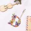 (Double  Sided)DIY Alphabet Flowers Special Shaped Diamond painting keychain
