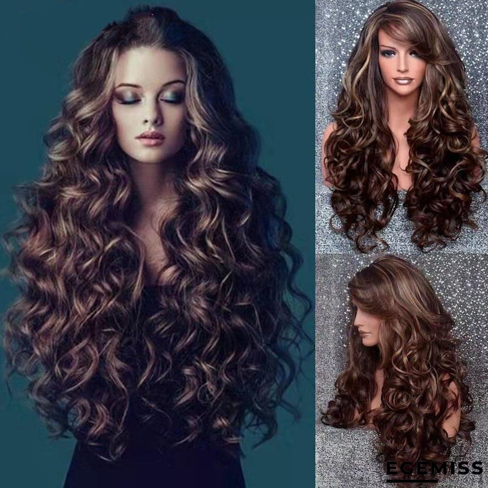 Fashion Wig European and American Women's Fashion Big Wave Dyeing Fluffy Long Curly Hair | EGEMISS