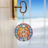 6PCS Diamond Painting Double Sided  Skull Glass Pumpkin Halloween Keychains Kit