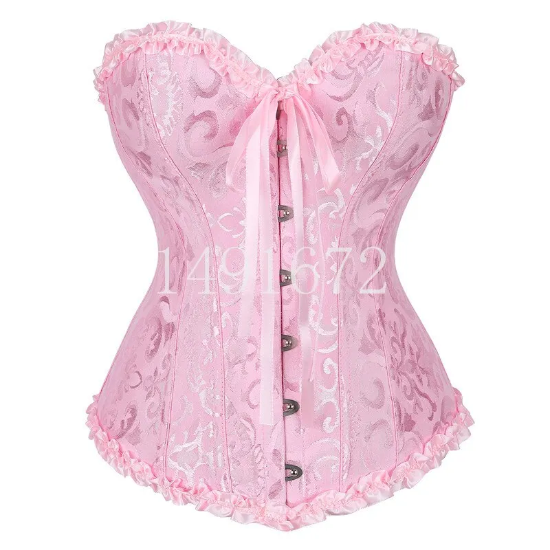 Billionm Sapubonva Corsets and Bustiers Tops Women Sexy White Black Green Vintage Flower Print Overbust Plus Size Lingerie Corselet