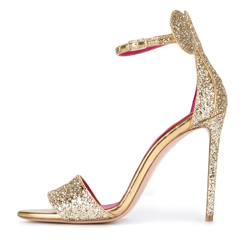 Onlymaker Woman Shoes Peep Toe BlingThin High Heels Bridal Shoes With Glitter Luxury Gold 12cm Wedding Shoes Big Size Sandals