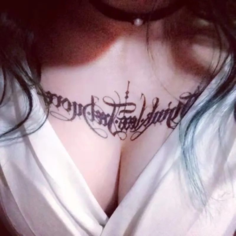 Dark Flower Temporary Tattoo Female Waterproof Sexy Gothic Clavicle Water Transfer Art Fake Tattoos Arm Chest Tattoo Stickers
