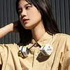 Mechanical style hanging neck electric fan bladeless hanging neck fan with light for boys and girls mini charging lazy storage