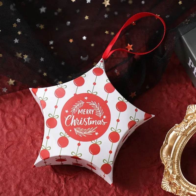 10pcs Christmas Gift Boxes Santa Claus Candy Box Star Shape Merry Christmas Boxes Bags for Home New Year Xmas Decor Kids Gifts