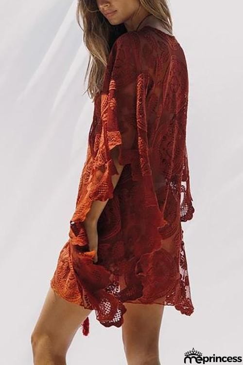 Lace Up Loose Mini Cover Dress