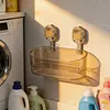 No-Drill Bathroom Suction Storage Box Reusable Multi Functional Suction Cup Shelf Detachable Transparent Storage Hanging Basket for Shampoo Conditioner Soap