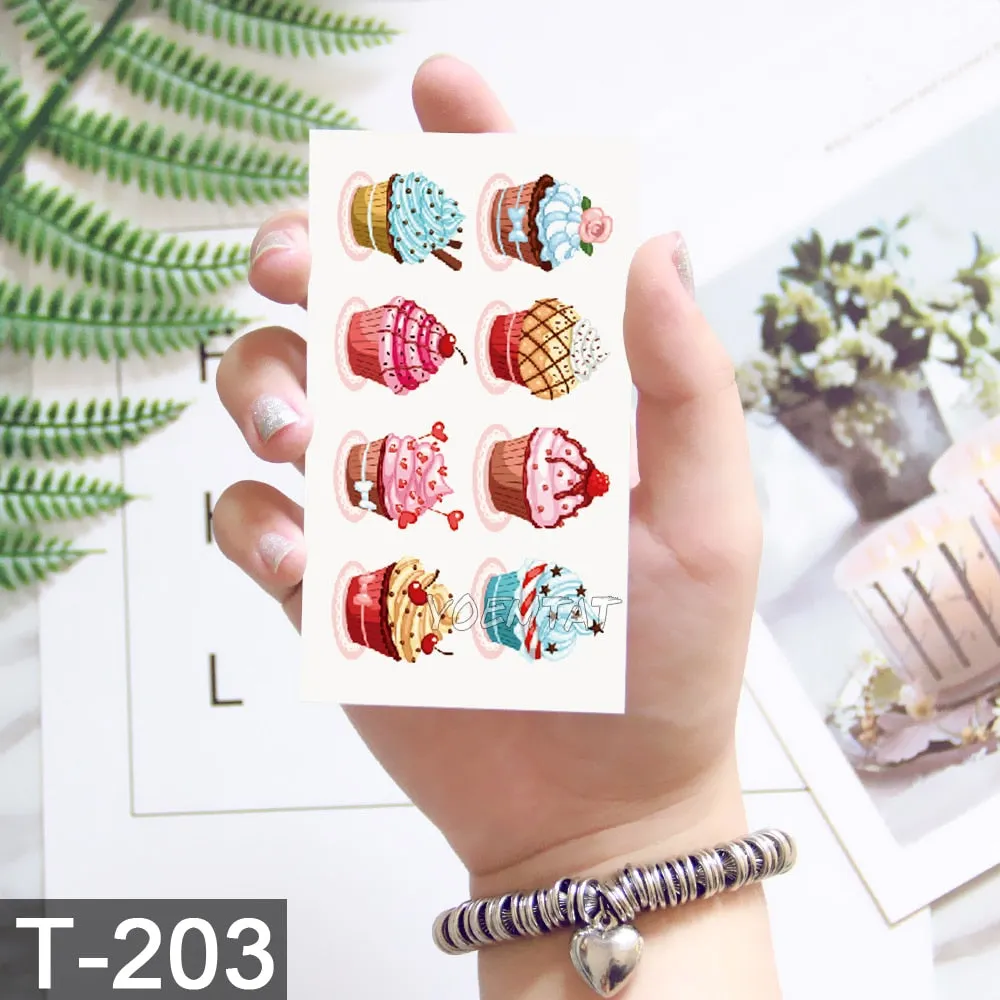 Waterproof Temporary Tattoo Sticker Cute Watercolor Cartoon Design Children Lamp Water Transfer Tatto Marine Man Girl Fake Tatoo