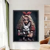 >SALE<Full Embroidery Cotton Thread 11CT Printed Scary Girl Bunny Cross Stitch 50x60cm
