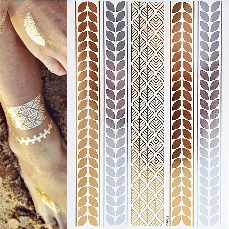 1pcs Tattoo Sticker Gold Foil Long-Lasting Temporary Temporary Tattoos for Girls