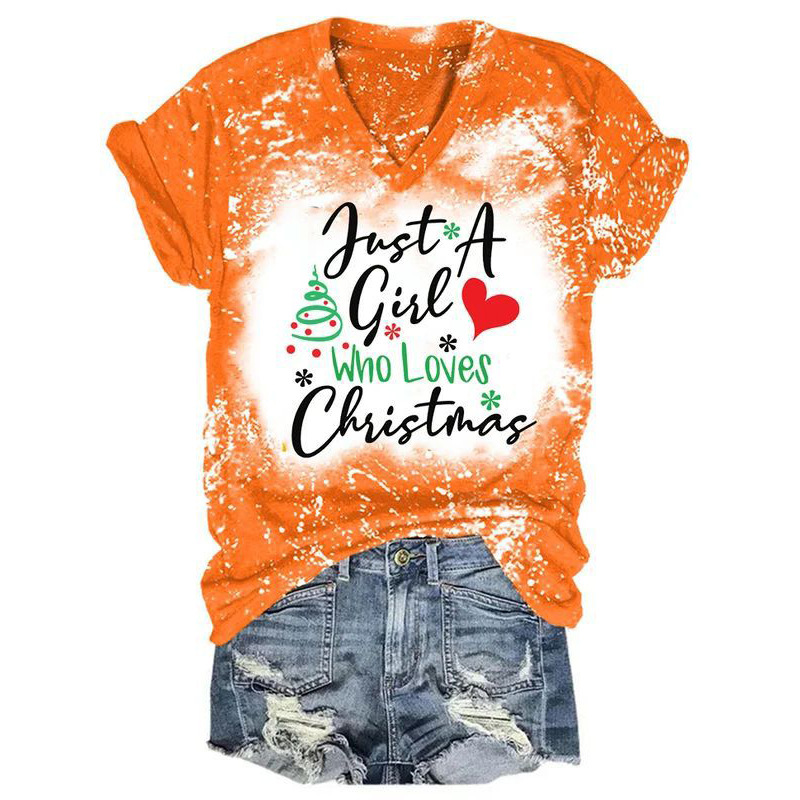 Christmas Letter Short Sleeve V-neck T-shirt