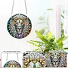 2pcs Diamond Painting 2D Flat Lion Pendant Decor for Home & Windows