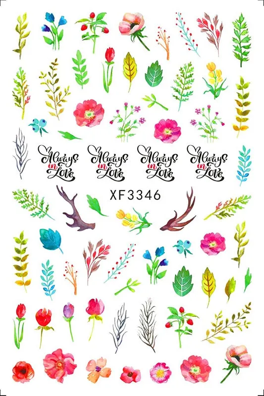 3D Nail Art Stickers Manicure Decoration Design Nail Art Decal Green Clover Leaf Nail Art Designer Decals Beautiful Flower