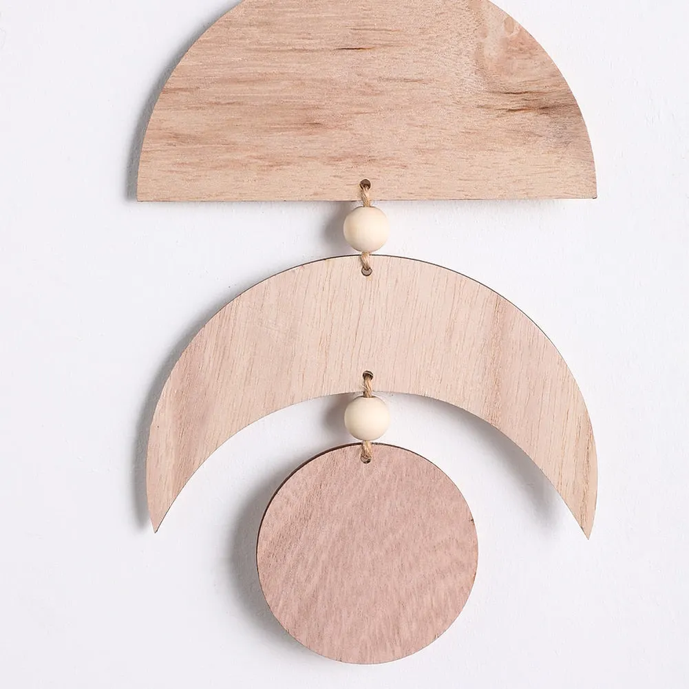 Wooden Moon Phase Garland Wall Decor Ramadan Decoration Boho Home Decor Bedroom Living Room Nursery Ornament Decor Craft Gift