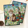 Flower Cat 5D DIY Diamond Art Painting Notebook Kit 50 Pages A5 Rhinestone Art Painting Notebook Kit for Adults Beginners Holiday Birthday Gift