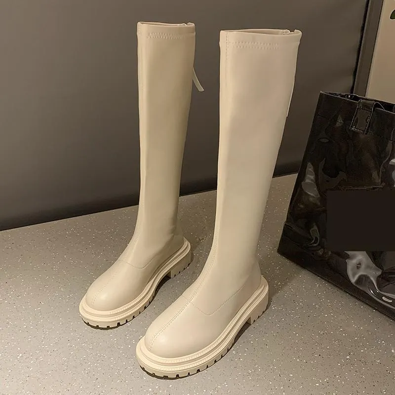 2022 Winter Long Brand Women's Boots Knee High Luxury Chelsea Chunky Platform Shoes Ytmtloy Zipper Round Toe Botines De Mujer