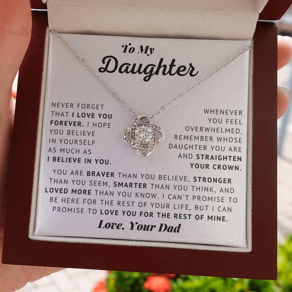 My Daughter &ndash; Believe In Yourself &ndash; Love Knot Necklace