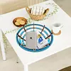 (US Local)Flower Diamond Painting Wooden Serving Tray Decorative Diamond Art Fruit Tray(A)
