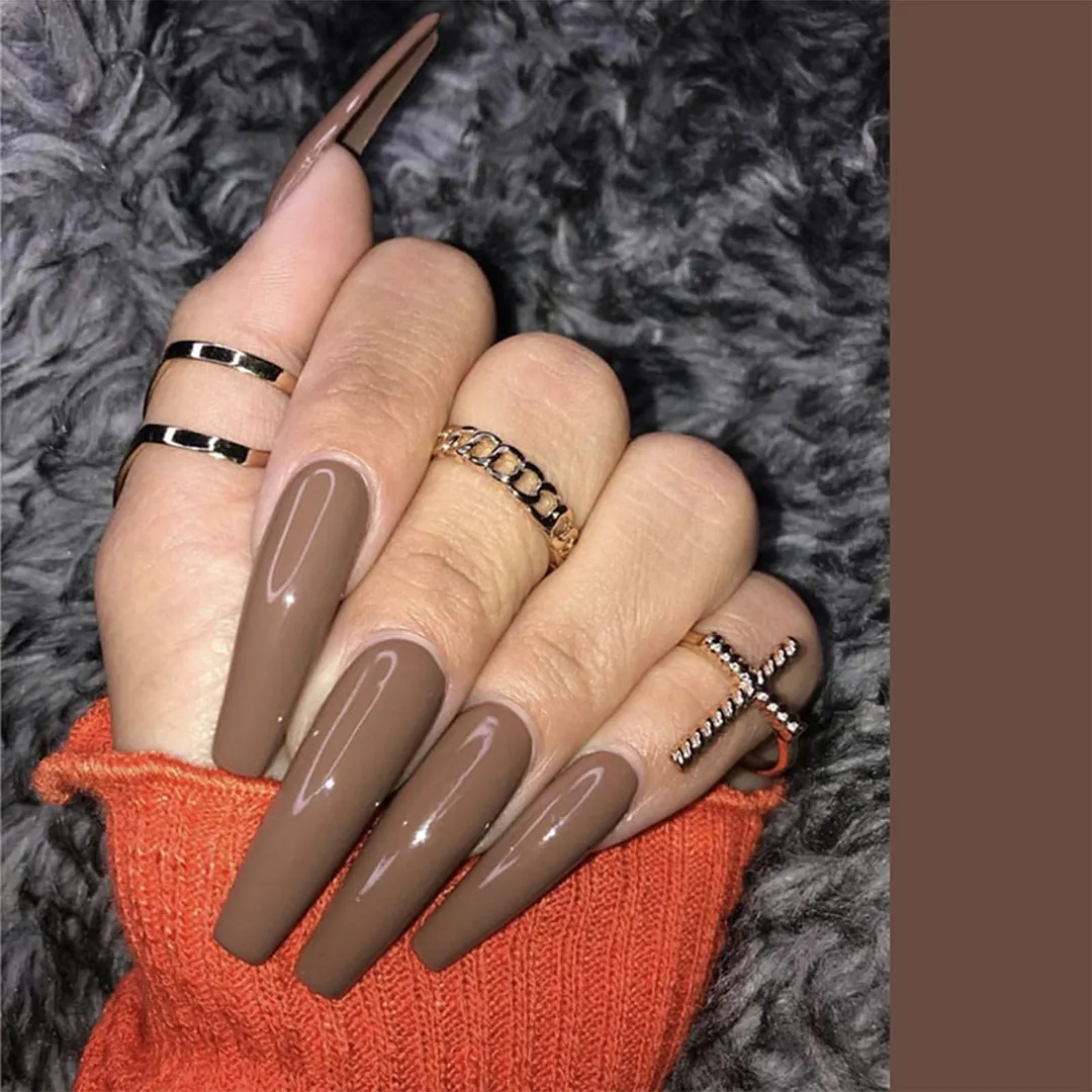 24Pcs Detachable False Nails Gourd Ballerina Coffin Wearable Fake Nails Full Cover Nail Tips Acrylic Manicure Tips Press on Nail