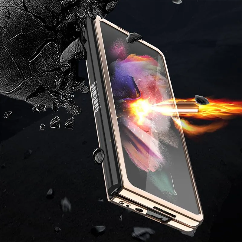 Samsung Z Fold 3/4 Hinge with Stand Tempered Film Shockproof Phone Case