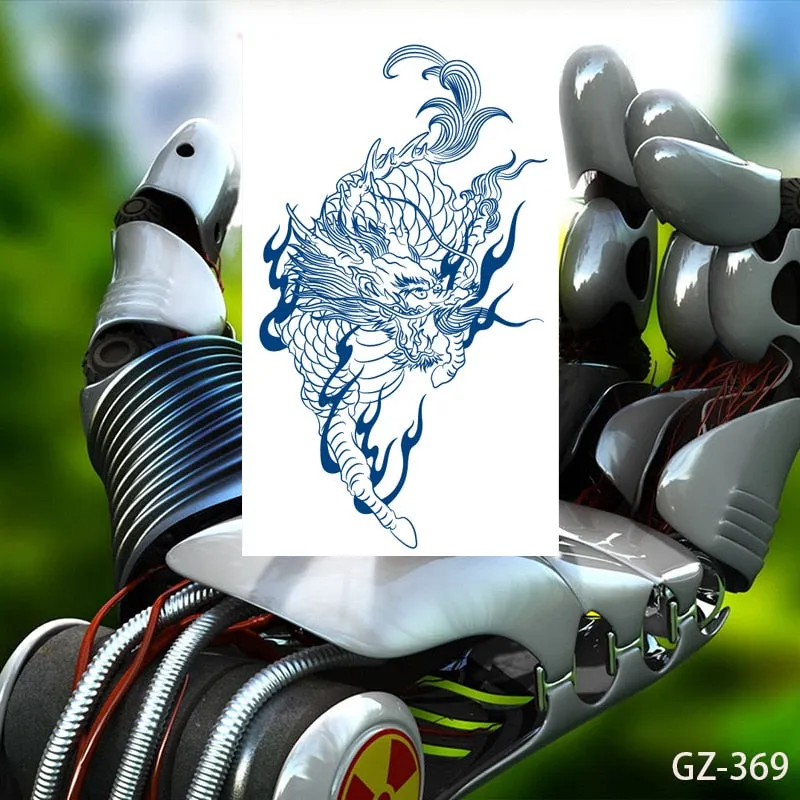 Temporary Tattoo Stickers Dragon Eagle Juice Timberwolves Ink Lasting Waterproof Natural Arm Body Chest Realistic Art Fake Tatoo