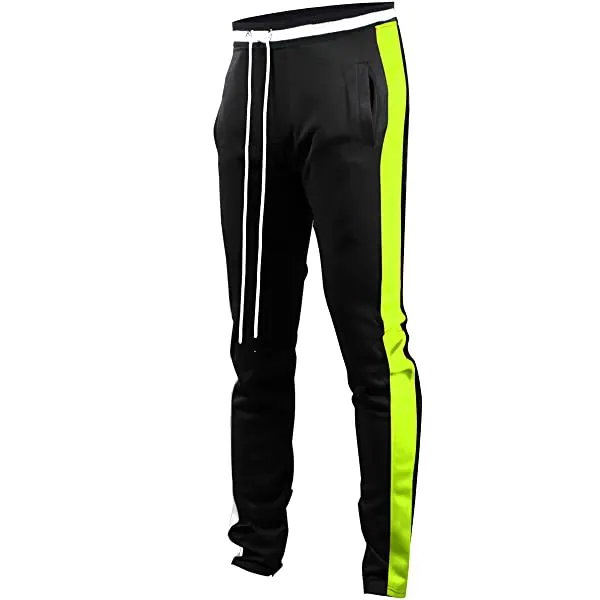 Screenshotbrand Mens Hip Hop Premium Slim Fit Track Pants - Athletic Jogger Bottom with Side Taping 6X-Large S41700-black