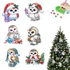 (US Local)6pcs Xmas Owl  DIY Diamond Painting Art Pendant Wall Door Decoration